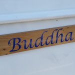 naamstickers | Buddha op de boot