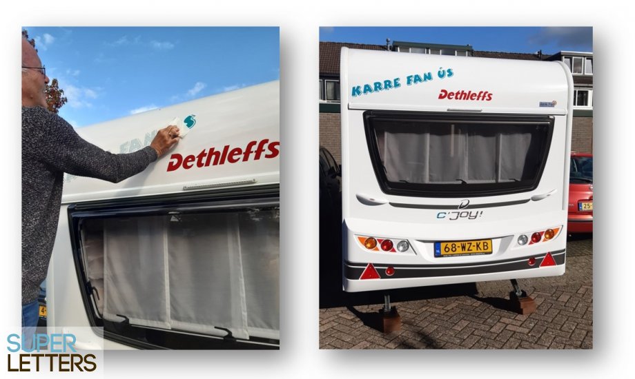 naamstickers | Belettering Caravan